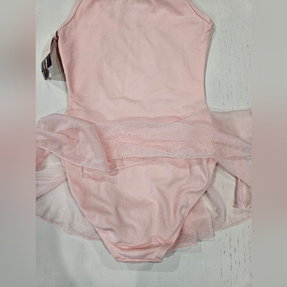 Ballet Dance Freestyle Girls Danskin Leotard. Large 10/12 Baby Pink Rhinestones - Picture 5 of 5